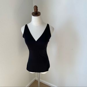 Spanx V-Neck Cross Tank Shaper Black Camisole, M